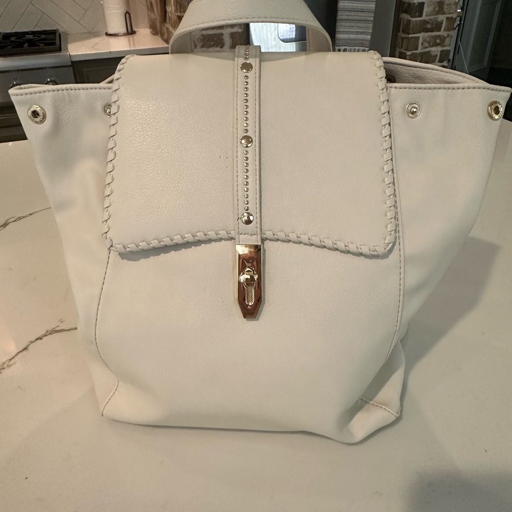 NWT White Leather Backpack w/gold hardware